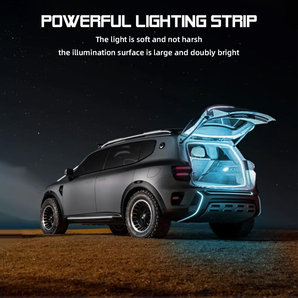 Car LED Strip Light For Trunk, 158Inch IP67 Silicone Waterproof Neon Light Strip Embedded, Flexible Cutting Universal Auto Interior Lights(Ice Blue)