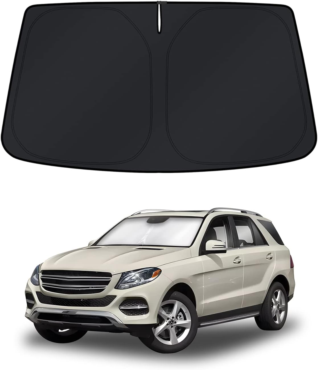 KUST Windshield Sun Shade for Mercedes-Benz GLE 350 450 2012-2019 Window Shade Sun Visor Cover Foldable Blocks UV Rays Keep Your Car Cooler