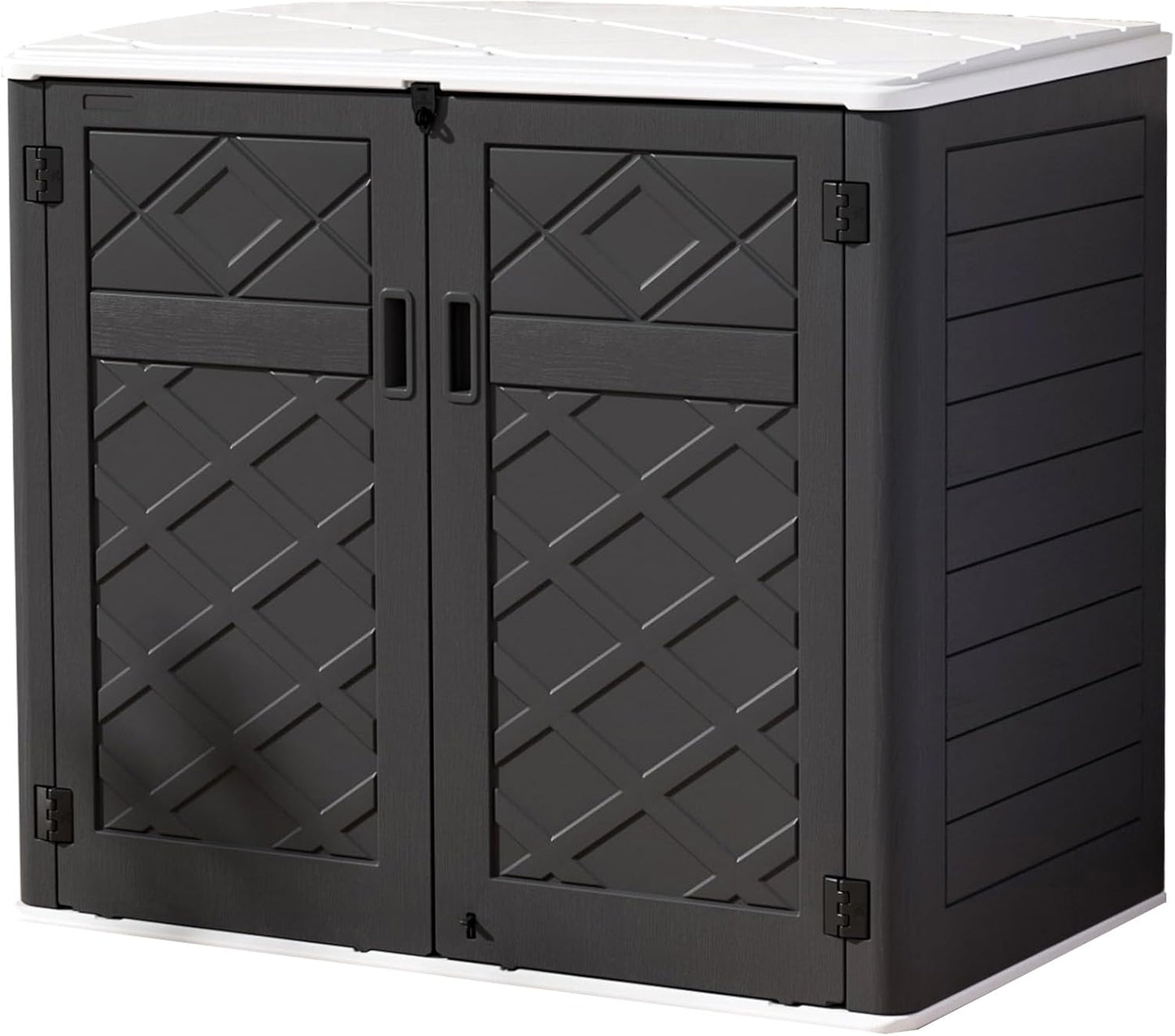 Resin Outdoor Storage Shed, 38 cu.ft Outdoor Storage Box Waterproof for Garden Tools, Patio Furniture, Trash Cans, Garage Storage, Lockable (Black)