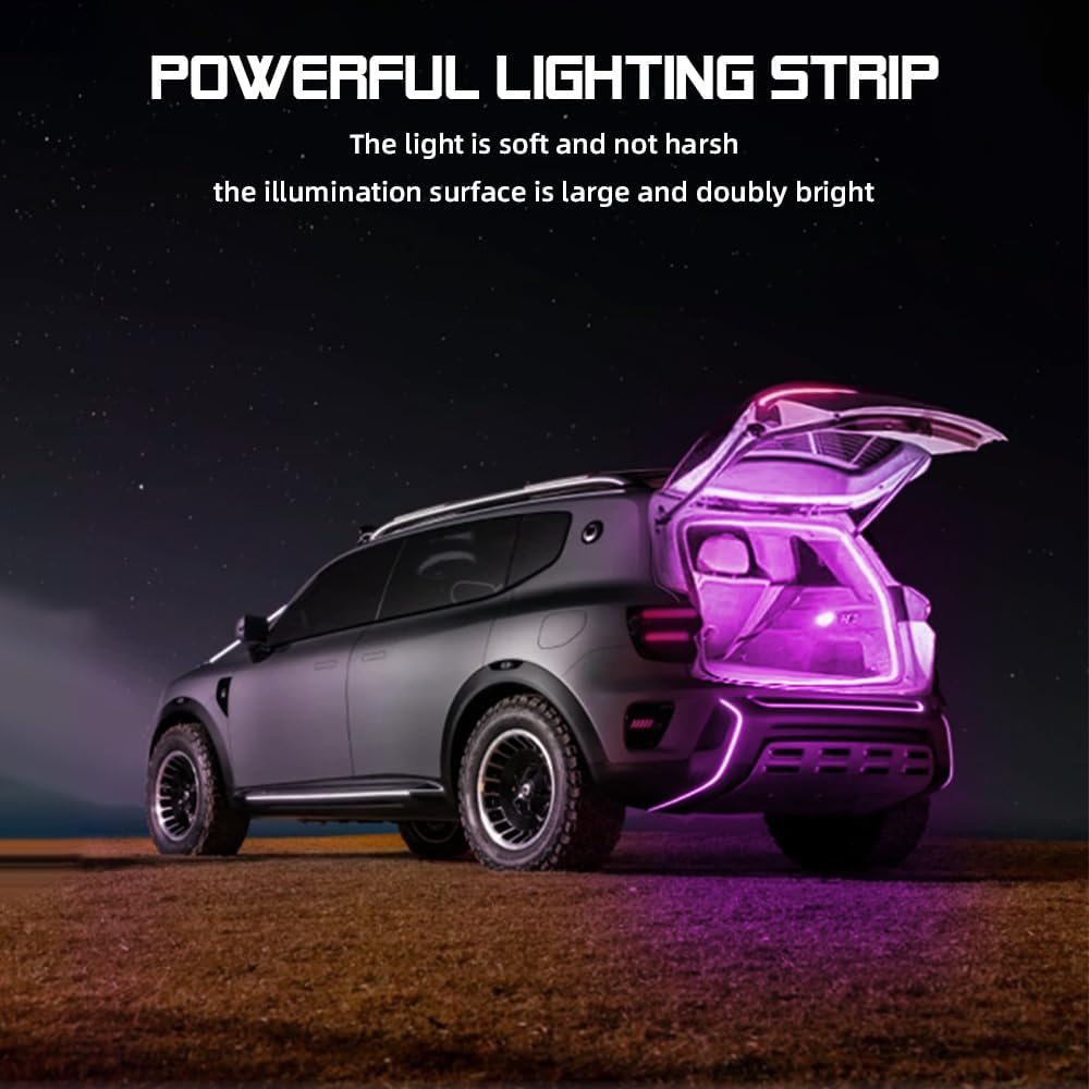 Car LED Strip Light For Trunk, 79Inch IP67 Silicone Waterproof Neon Light Strip Embedded, Flexible Cutting Universal Auto Interior Lights(Pink)