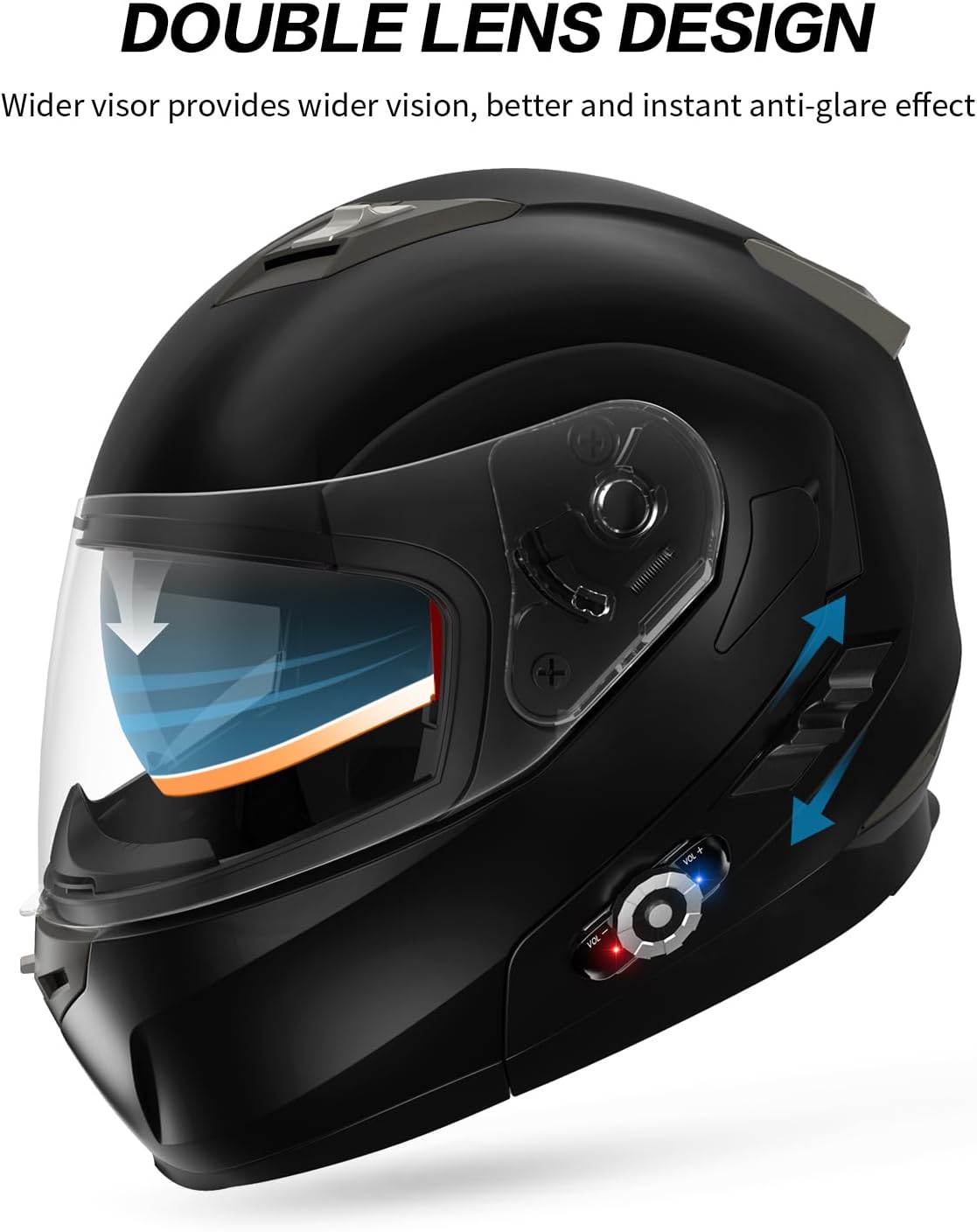 Motorcycle Helmet Bluetooth 5.0 Integrated New EPS FreedConn BM2-S Modular Flip Up Dual Visor Motorbike Helmet DOT FMVSS-218 Approved MP3 FM for Adults Men Women
