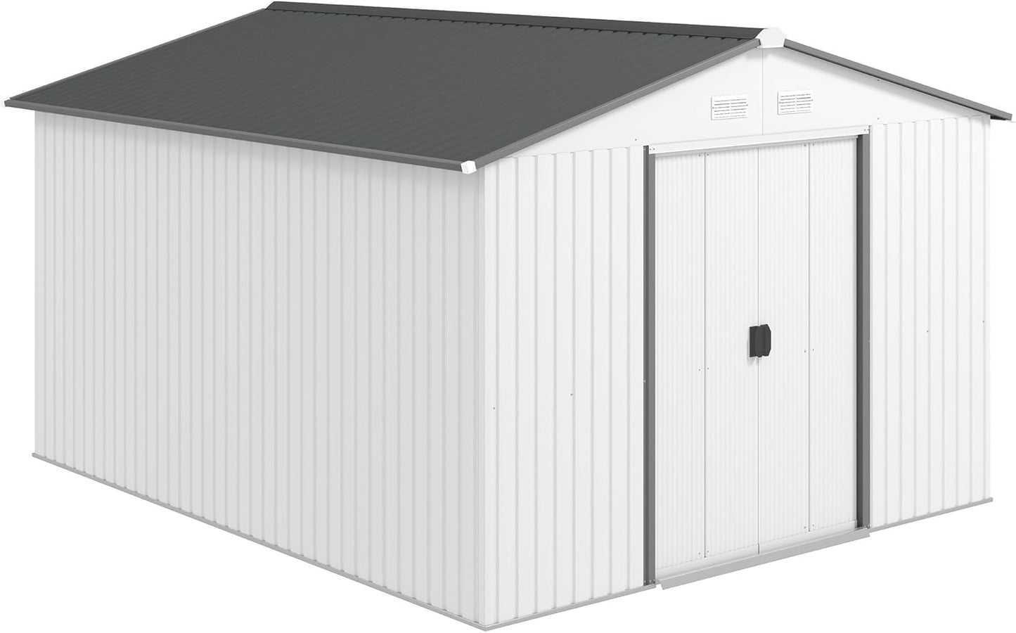 Outsunny 11' x 9' Outdoor Storage Shed, Garden Tool Metal Shed with Foundation Kit, Double Lockable Door, Air Vents and Sloping Roof, for Backyard, Patio, Lawn, Silver