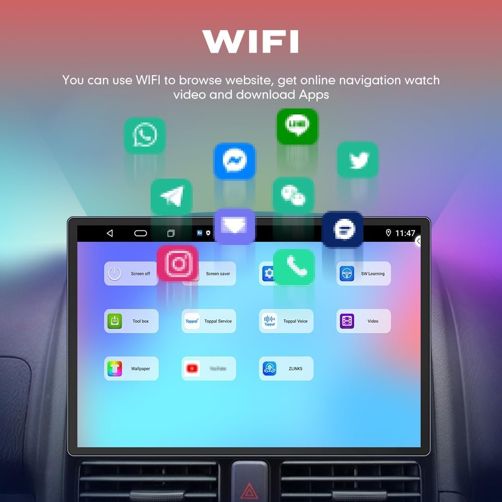 Kunfine Car CarPlay Android Auto Navigation Stereo GPS Radio Reverse Camera Display 13.1" QLED Touchscreen Headunit Tablet Pad Media Player For Peugeot 301 13-22 if Applicable Octa Core 8G+256G Silver