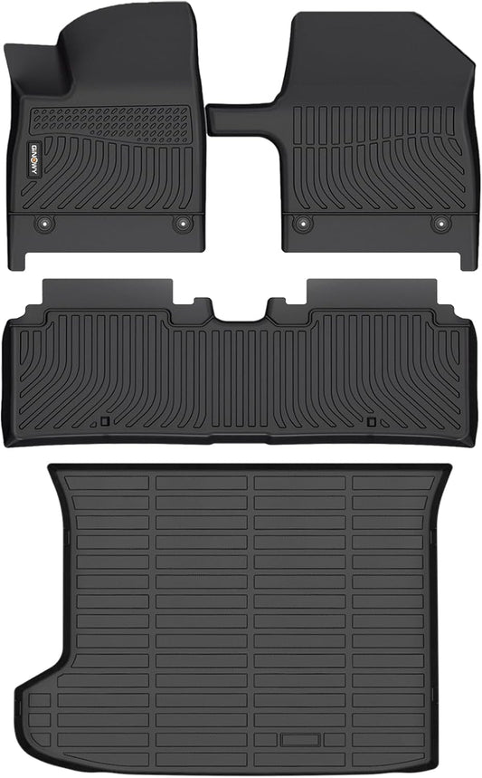 GINOWY- Floor Mats Cargo Liner Full Set for Kia EV6 2022-2024, TPE All Weather Protection Car Mats EV6 2024, Custom for EV6 Floor Liners, Anti-Slip Trunk Mat EV6 Accessories