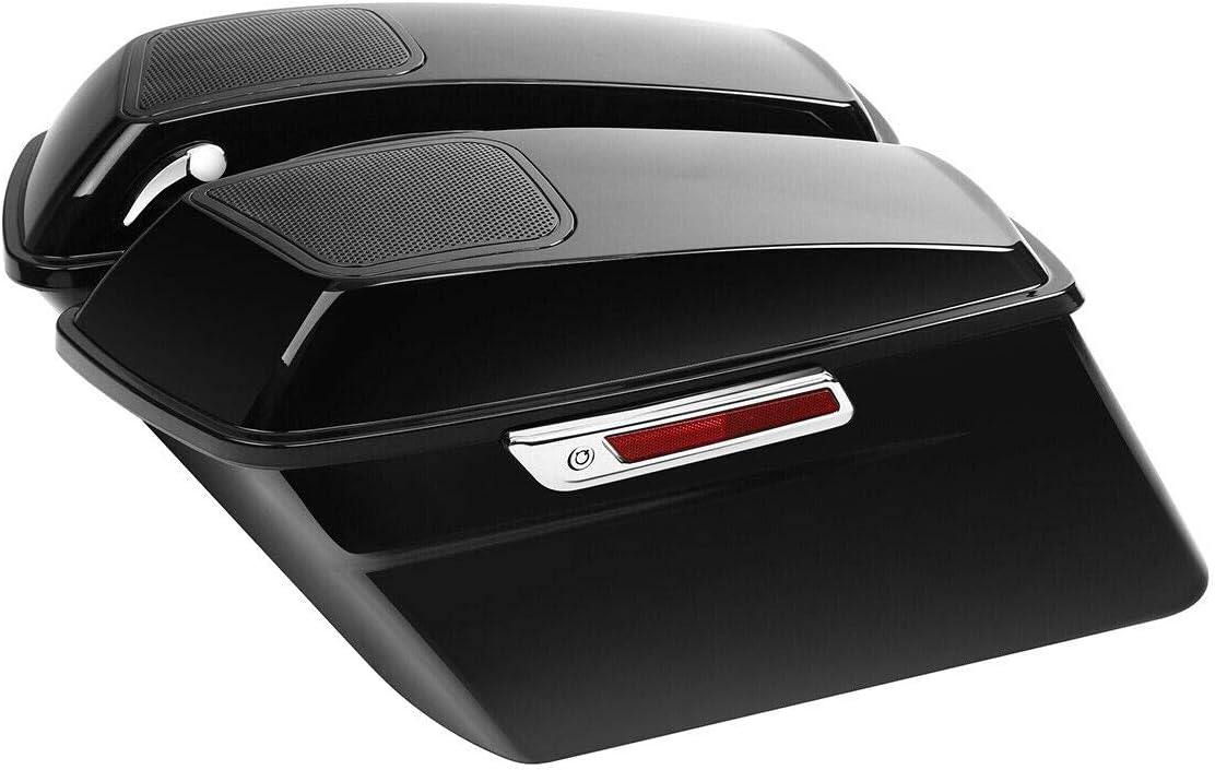 Green-L Vivid Black Hard Saddlebags with 6x9 Cut Out Speaker Lids Fit for Harley Touring Road King Street Glide Electra Ultra 2014-2024