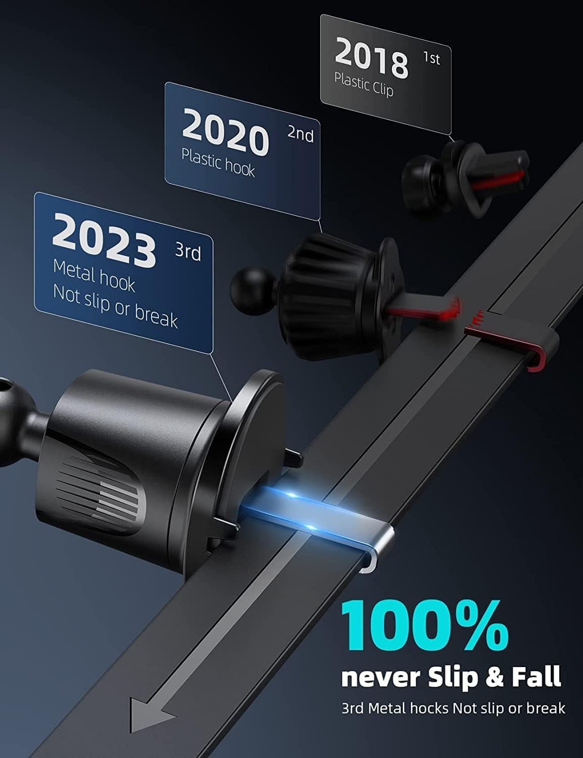 Lamicall 2025 Wider Clamp & Metal Hook Car Phone Holder Vent [Thick Cases Friendly] Phone Holders for Your Car Mount Automobile Hands Free Cradle Air Vent for Smartphone (Wood Grain)