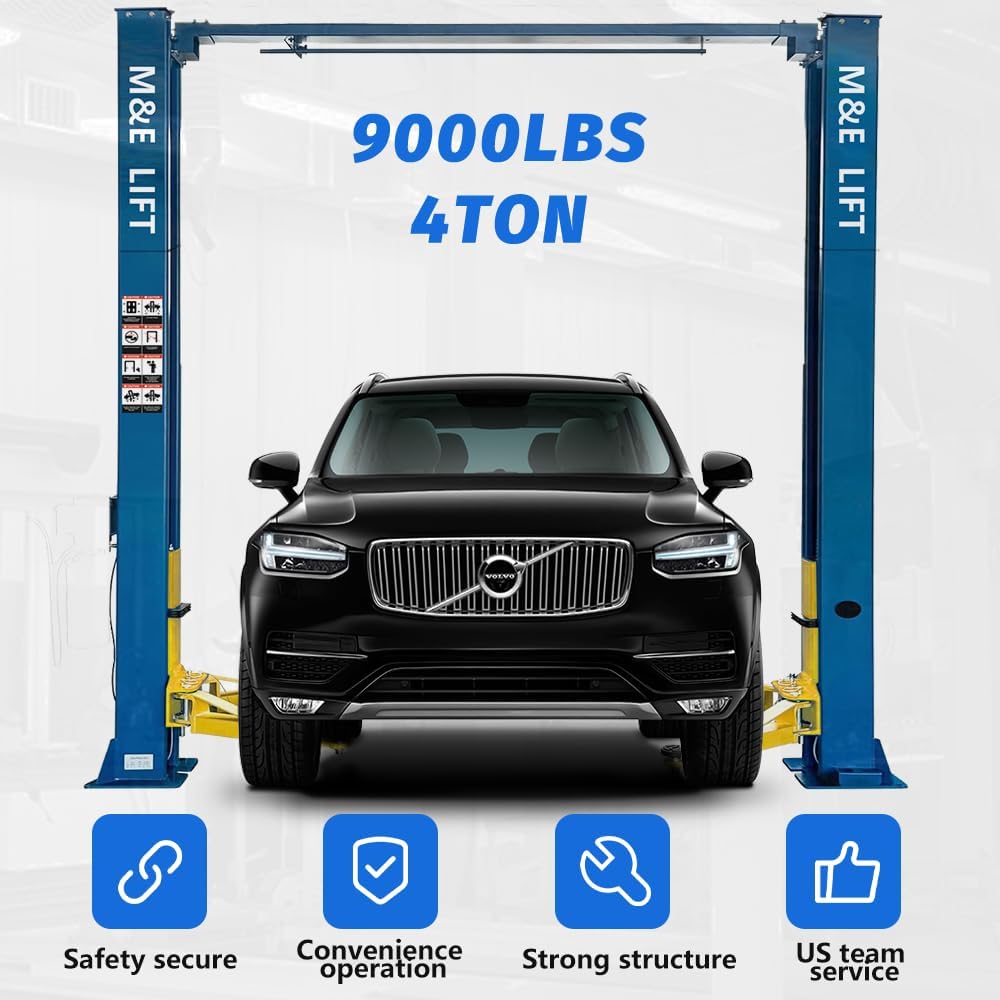 ME 9000lbs 2 Post Lift Clearfloor Lifts Max. Lifting Height 74.8" 2 Post Car Lift Auto Lift Car Hoist for Home Shop Garage (ME-M90-220V)