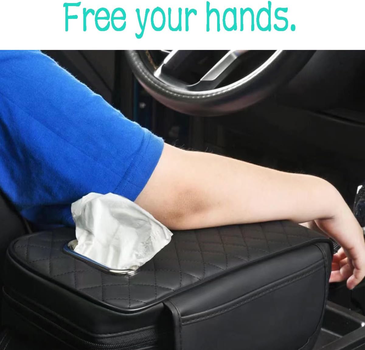 Car Armrest Cover Leather Car Console Covers Box Pad with Pocket and Tissue Box Arm Rest Cover for Car for SUV Truck Sedan Vehicle (Favor-red)