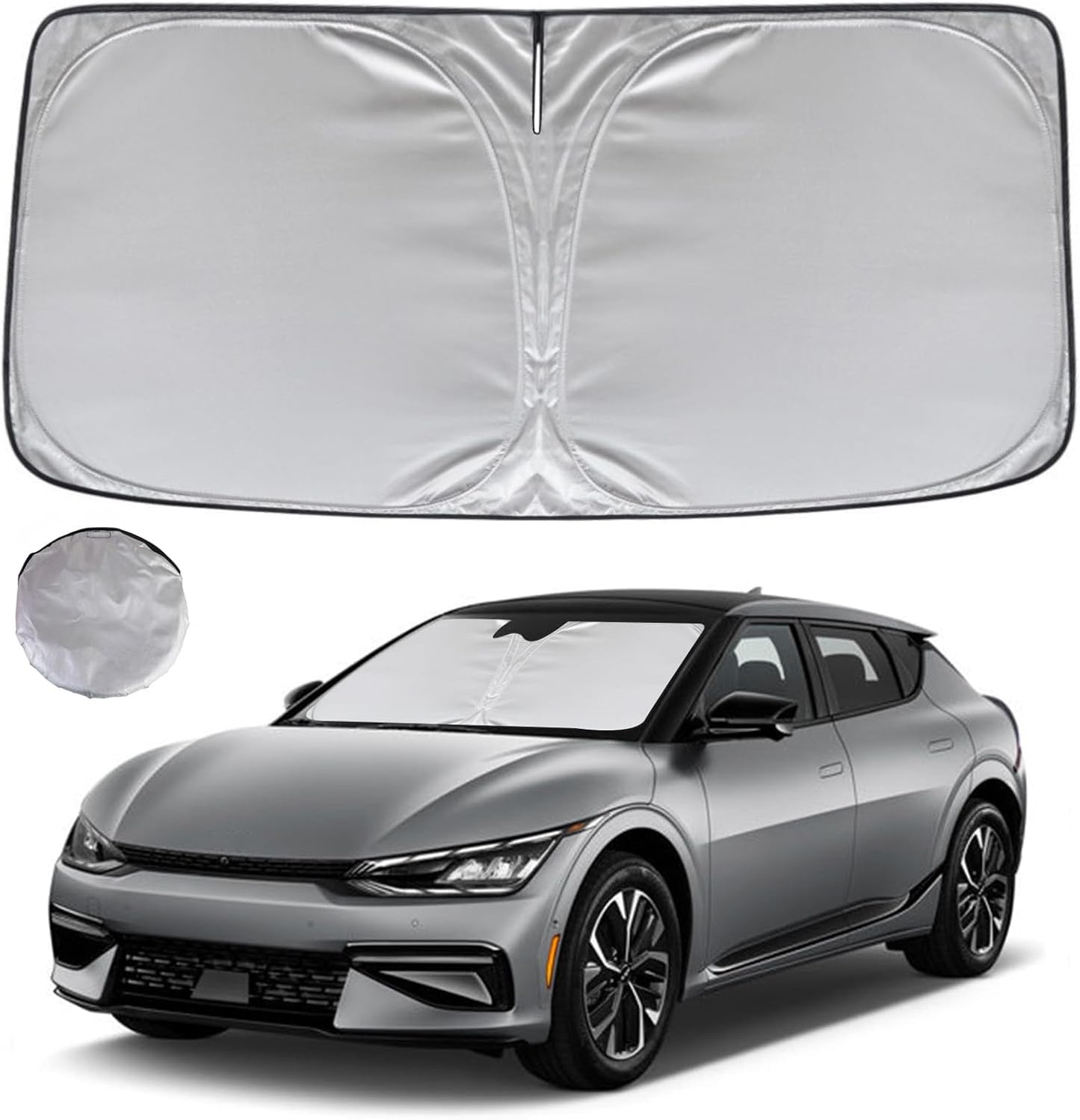 KAYZT Windshield Sun Shade for 2022-2025 2026 Kia EV6 Foldable Sunshade Front Window Custom Fit Car Accessories