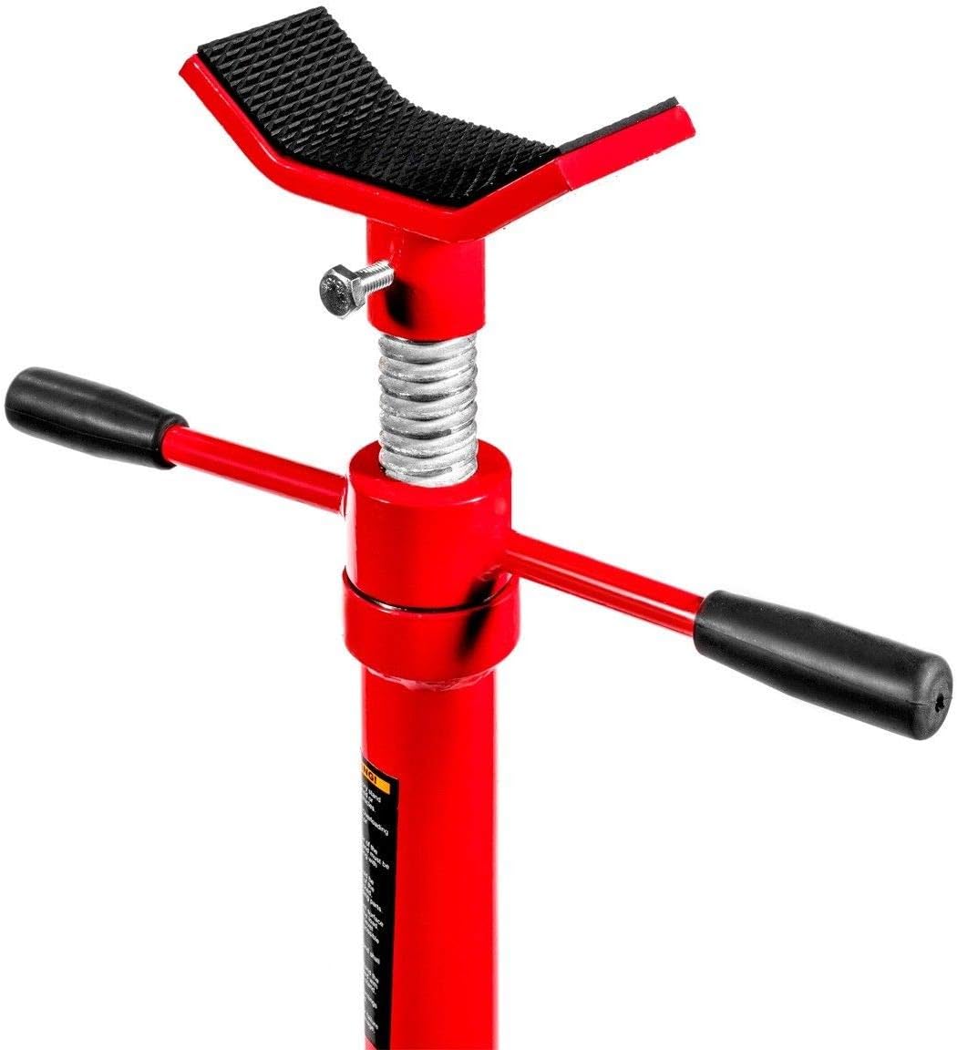Stark USA Under Hoist Support Lift Jack Stand Wide Base 1/2-Ton 1,000 lbs Capacity Spin Handle, Self-Locking Threaded Screw, Supports Vehicle