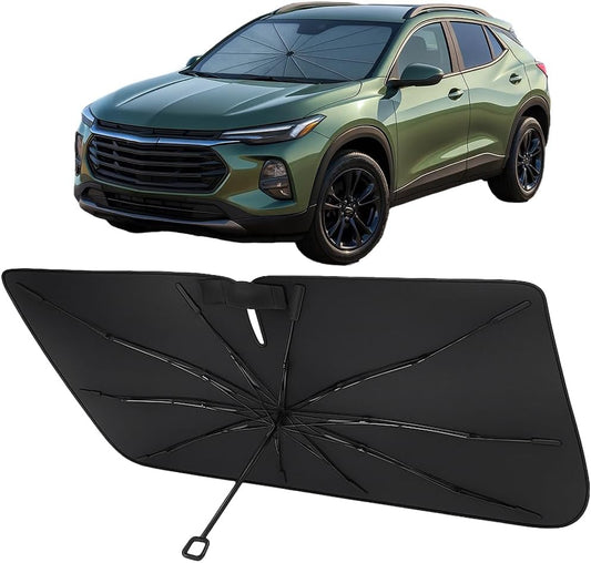 Proadsy Windshield Sun Shade Umbrella for Chevrolet Trax 2024-2025 2026 Models LS, 1RS, LT, 2RS, ACTIV, Foldable Car Umbrella Sunshade with Soft Handle Protect Car from Rays & Heat