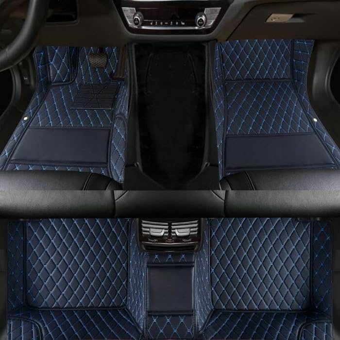 TAHALICustom Colors Car Floor Mats Black Pink for 99.9% Sedan SUV Sports， All-Weather Liners Car Floor mat，Luxury Leather Automotive Floor Mats (Black Blue-,3D Floor Mats)