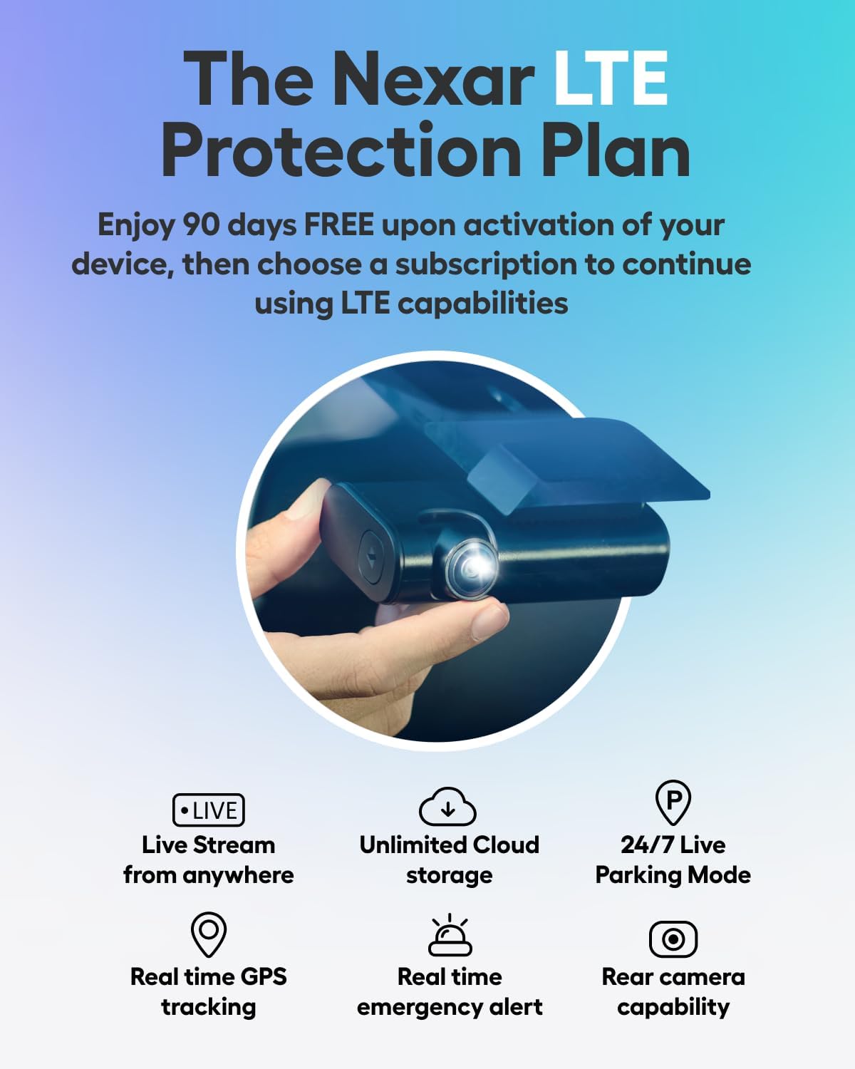 Nexar Beam2 Mini Dash Cam Car Camera 64GB Storage 24H Parking Mode Wide Angle FHD Lens Wireless Dash Camera for Cars Includes $25 OBD Hardwire Kit for Continuous Power