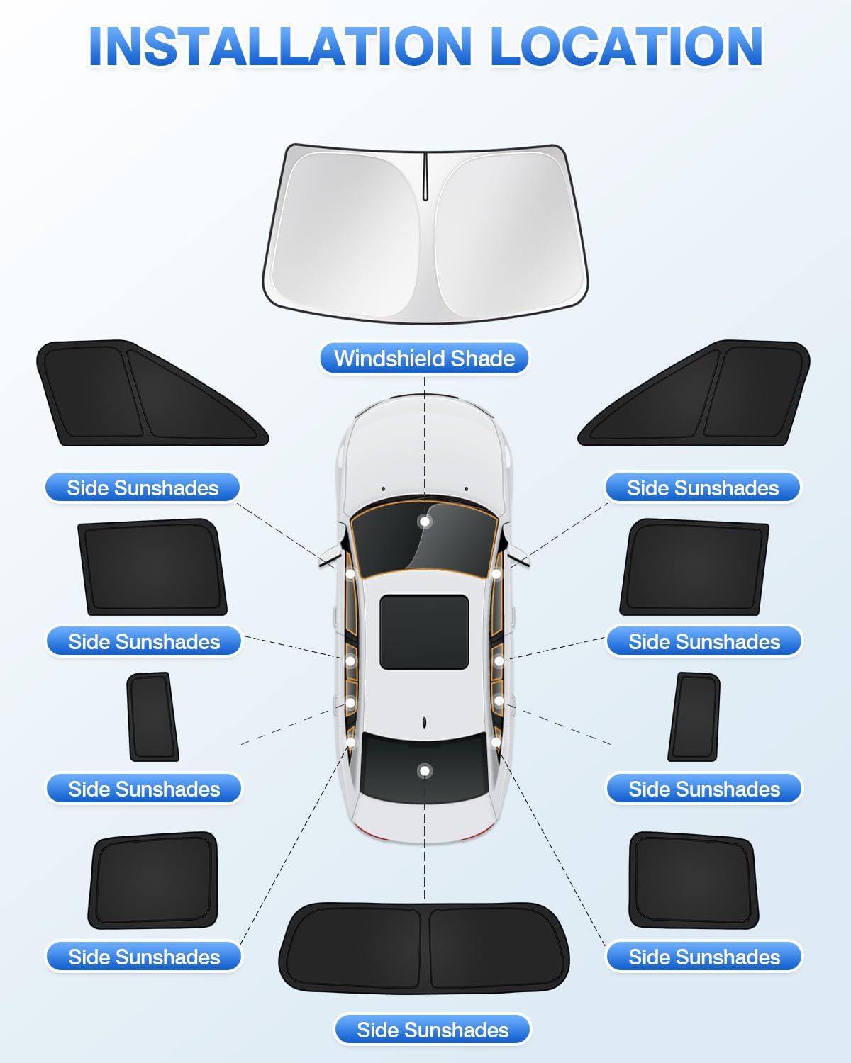 Sunshades for Hyundai Santa Fe 2024 2025 2026 Accessories Windshield Sun Shade Side Rear Window Shade Cover Sun Visor Shield Privacy Protection Keep Vehicle Cool Black 10PCS