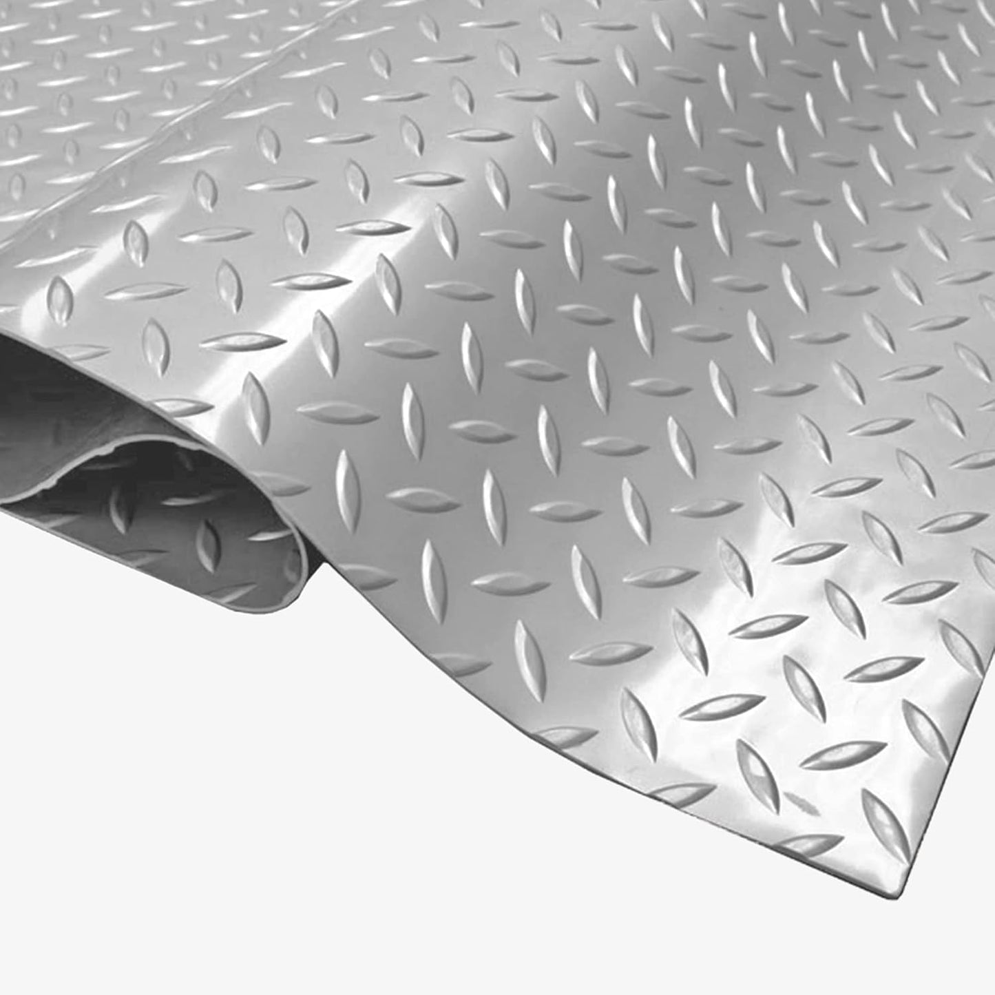 IncStores 2.5mm Thick Commercial-Grade Nitro Roll Garage Floor Mat | Flexible Vinyl Floor Mat for a Stronger and Safer Garage, Workshop, or Trailer | Diamond-Plate, Stainless Steel, 10' x 140'