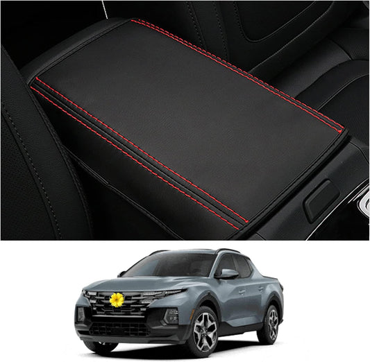 CDEFG for Santa Cruz 2022 2023 Pickup Truck Center Console Cover Armrest Cover Console Pad Arm Rest Seat Box Cover Leather Protector for 2022 Santa Cruz Car Interior Accessories (Black)
