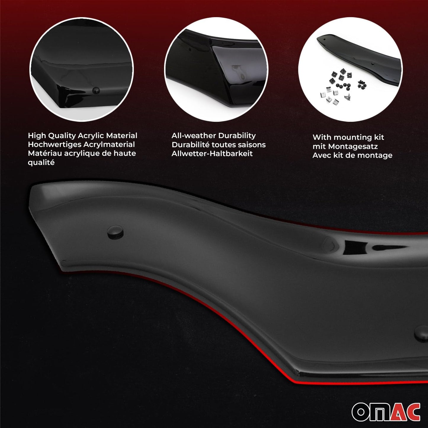 OMAC Front Bug Shield Hood Deflector Guard for Fiat 500L 2014-2020 Black Smoke