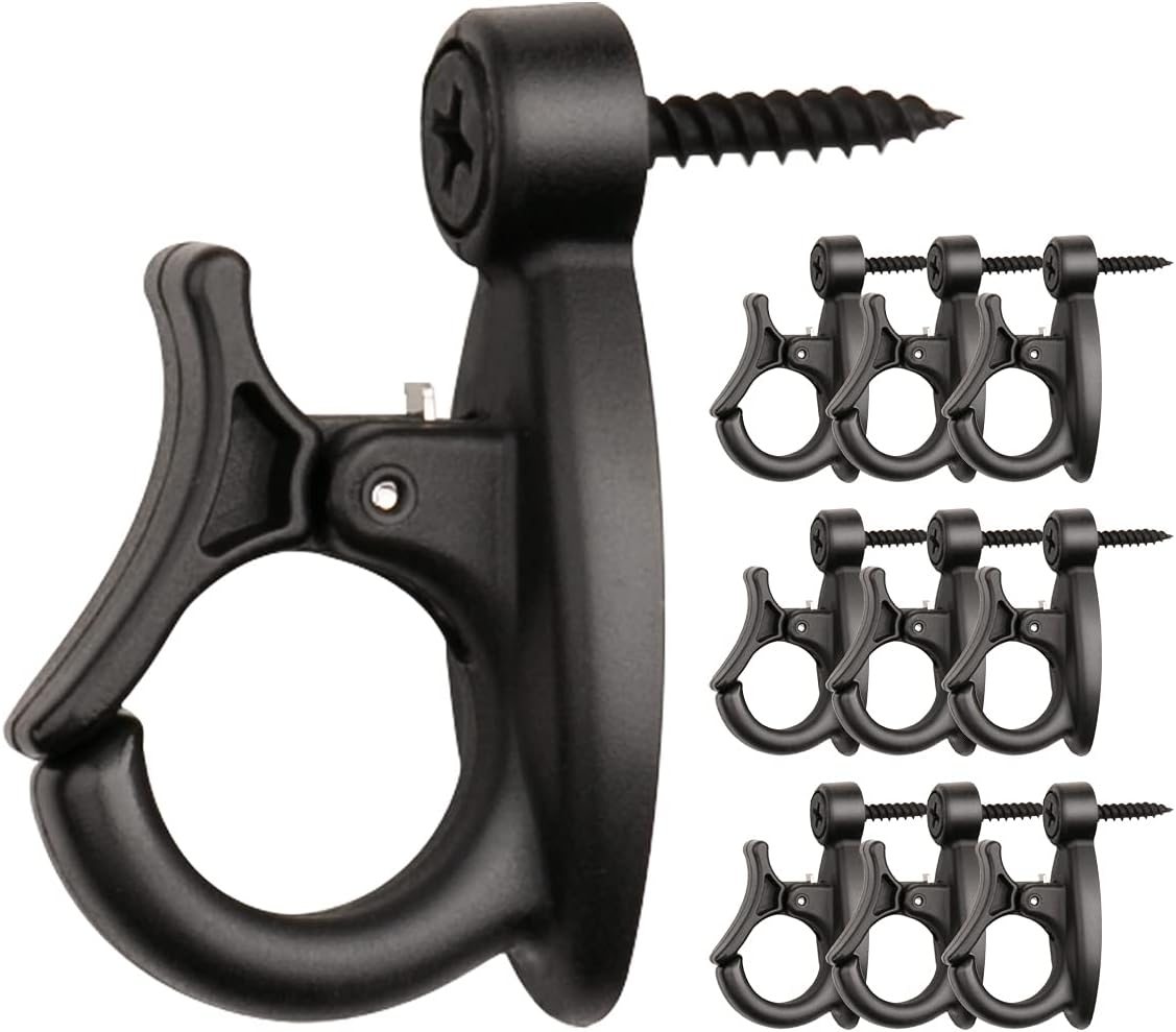 Light Hanger Hooks,String Light Hooks,Screw-in Hooks for Hanging String Lights and Wire,Plants,Wind Chimes,Plastic,Black,20 Pack