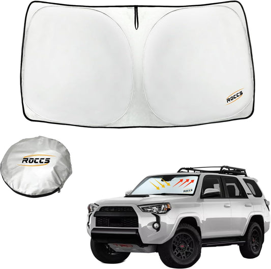 ROCCS Windshield Sun Shade fit for Toyota 4Runner 2010-2023 2024 2025,Foldable Front Window Sunshade Sun Visor Protector Blocks UV Rays Keep Your Car Cooler