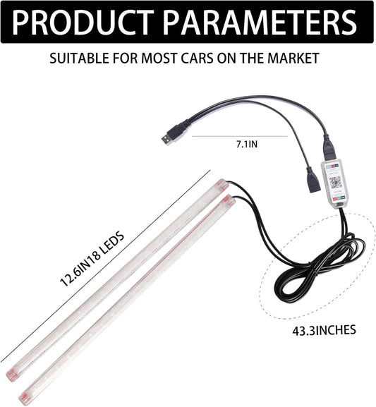 Upgrade Smart USB Dream Color Interior Car LED Strip Light with App Control, RGB Multi Color USB 5V Neon Atmosphere Ambient Night Strip Light Decorative Lamp for Cars with Music and DIY Mode(D36LEDs)