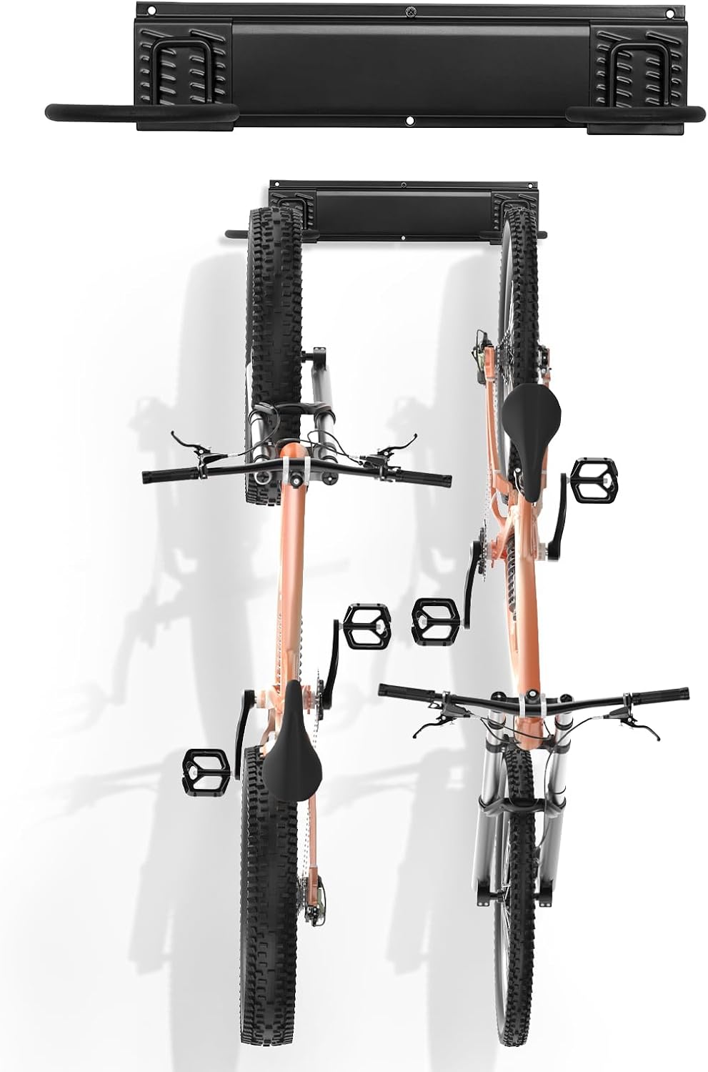 VEVOR Bike Storage Rack, 2 Bike Racks, Wall Mount Bike Storage Hanger, Home and Garage Organizer, Customizable for Various Bike Sizes, Adjustable Holder for Space Saving, Holds Up to 100 lbs, 17-inch