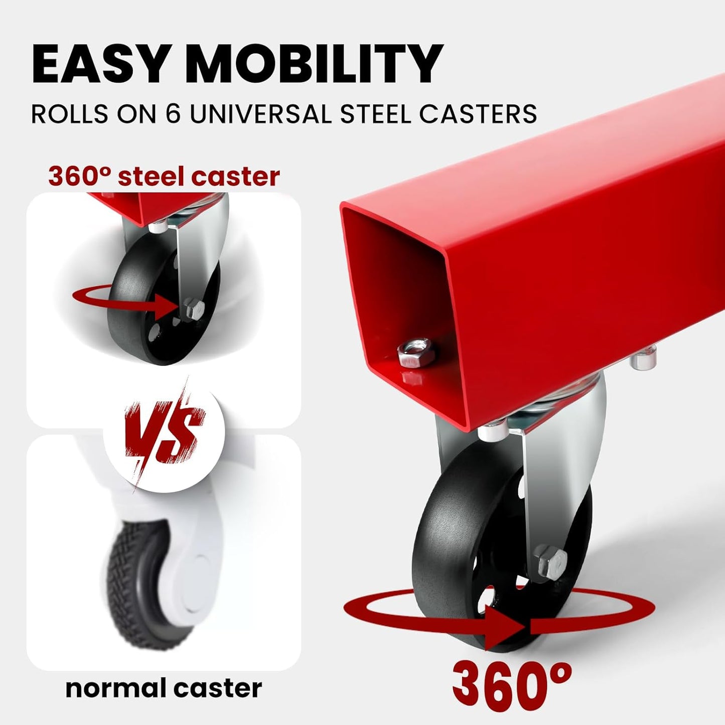 5500 Lbs Folding Cherry Picker Engine Hoist, 2.5 Ton Engine Crane with Lever, with 6 Casters, 8 Ton Hydraulic Pump 4 Adjustable Position, for Garage, Workshop, Repair (Red)