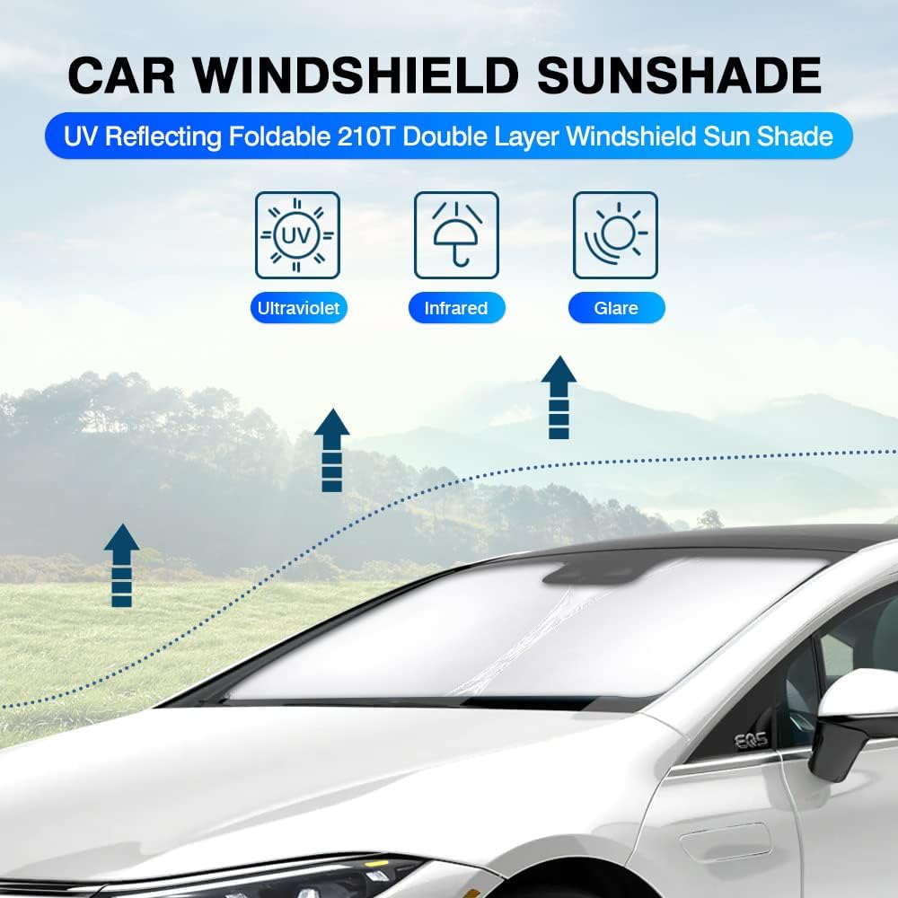 KUST Windshield Sun Shade for Mercedes-Benz EQS Accessories 2022-2024 2025 Sunshade Window Sun Visor Protector Foldable Blocks UV Rays Keep Your Car Cooler