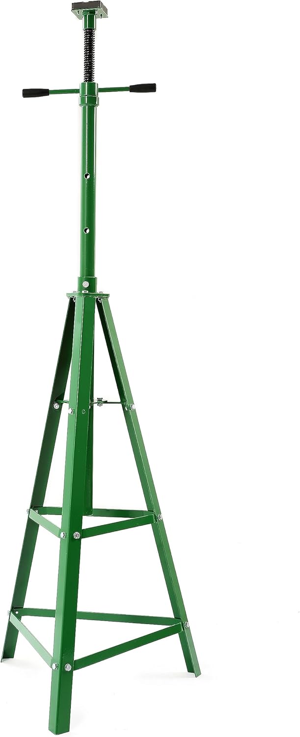 KUAFU 55.62"-79.48" Automotive Under Hoist Jack Stand 2 Ton High Lift Transmission Mount Jack Stand for Repair Shops Garages Steel Powder Coated Green