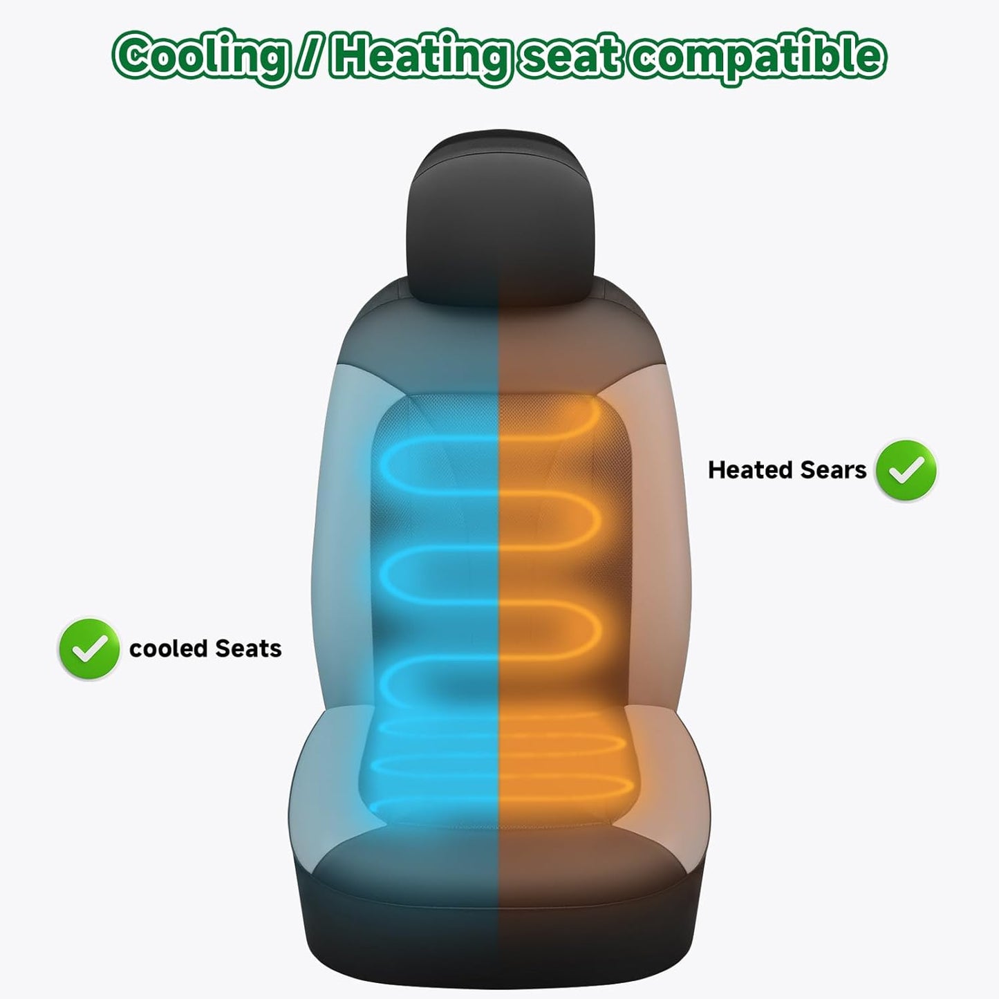 GIANT PANDA Fit Chevy Silverado 1500 2500 3500 Front Car Seat Cover, 3D Air Mesh Breathable Seat Protector, Grey(2-Pack)