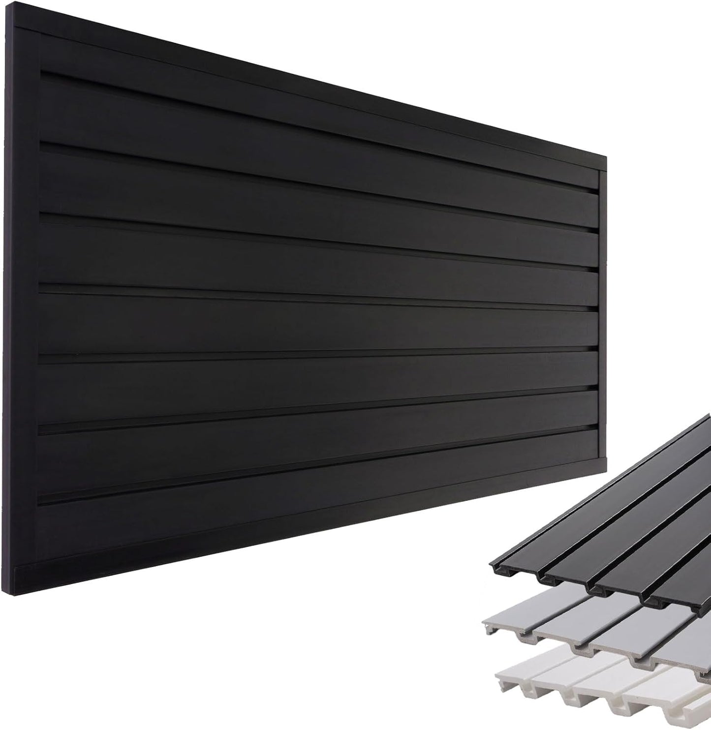 Slatwall Panel Garage Slat Wall Storage Systems, PVC Slat Wall Paneling Garage Tool Organizer Wall Mount, Black 4’x2’ Slatwall Panels Garage Wall Organizer, Garage Storage & Organization Products