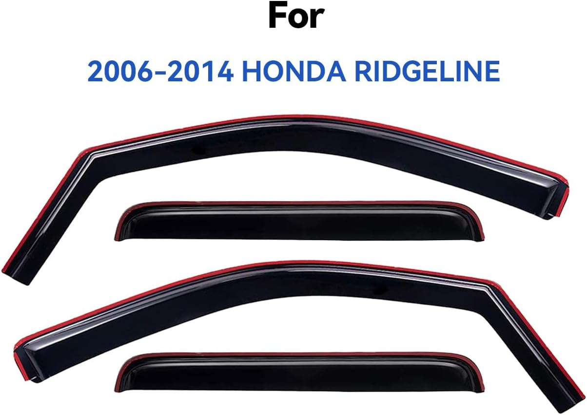 in-Channel Window Visors Rain Guards Shield for 2006-2014 Honda Ridgeline, Window Vent Wind Deflectors Visors Shades for 06-14 Ridgeline