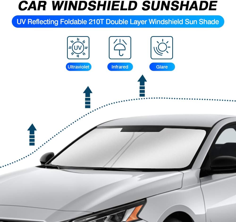 KUST Windshield Sun Shade for 2019-2025 Nissan Altima Accessories, Custom Fit Car Front Sun Visor Window Shade Protector Foldable Blocks UV Rays Keep Your Car Cooler