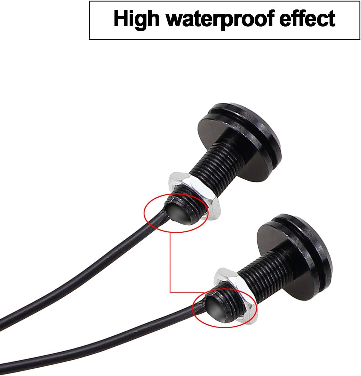 LEADTOPS 10Pcs 18mm 12V Red Eagle Eye LED Car Fog DRL Daytime Running Light Backup Reverse Tail Rock Lights Small bulb (Red light, Black Case)