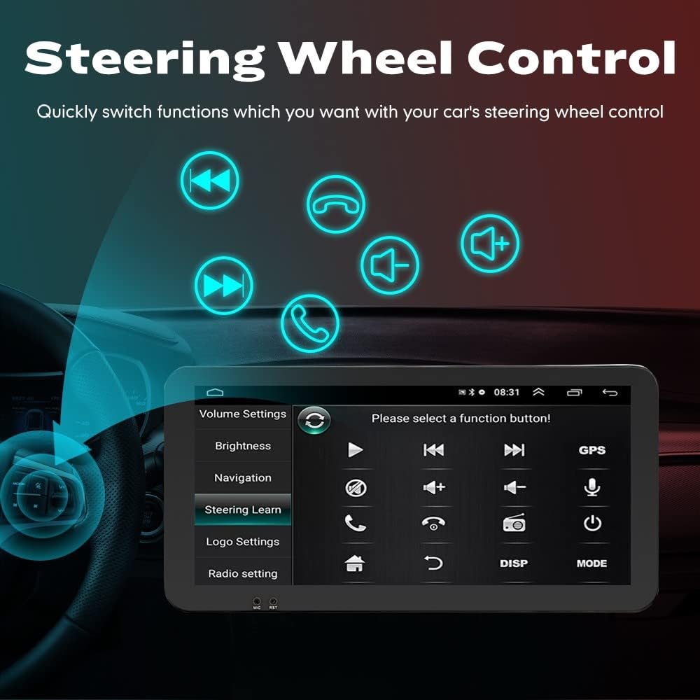 Kunfine Car CarPlay Android Auto Navigation Stereo GPS Radio Camera Display 10.33" QLED Touchscreen Headunit Tablet Media Player for Peugeot 301 2013-2022, if Applicable Octa Core 6G+128G Matte Black