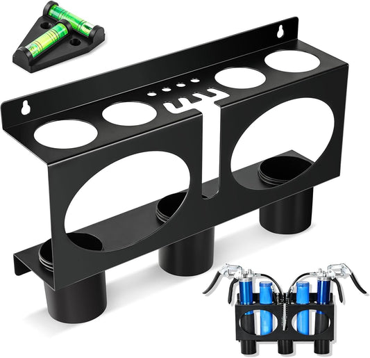 JDMON Grease Gun Holder Compatible with 2 Grease Guns, Grease Gun Rack Wall Mount Tractor, Grease Organizer, Grease Gun Storage with Removable Drip Cups & Spare Grease Tube Holder for Workshop, Garage
