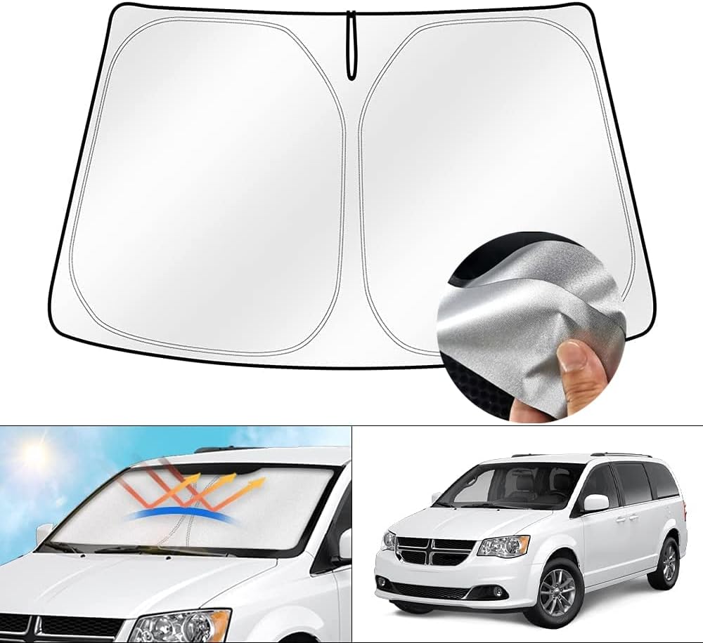 Cartist Windshield Sun Shade Fits for Dodge Caravan Mini Van 2010-2020, (NOT for Dodge Grand Caravan) Foldable Window Sunshade for Caravan Accessories