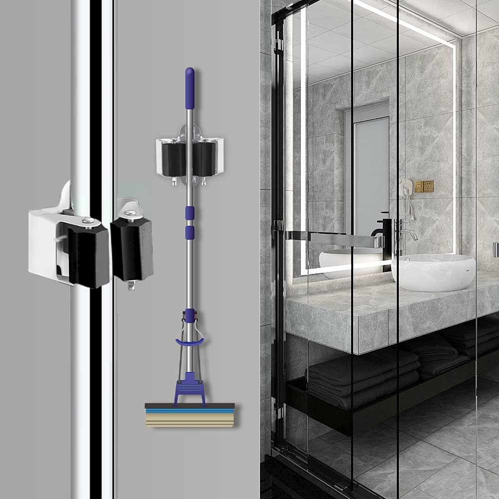 3-H Broom Hanger,Mop Holder Wall Mount 30 Pack, Broom Holder Wall Mount for Hanging and Organizing Shovel,Rake,Brush,Yard Tools in Kitchen,Laundry Room,Bathroom,House(Black)