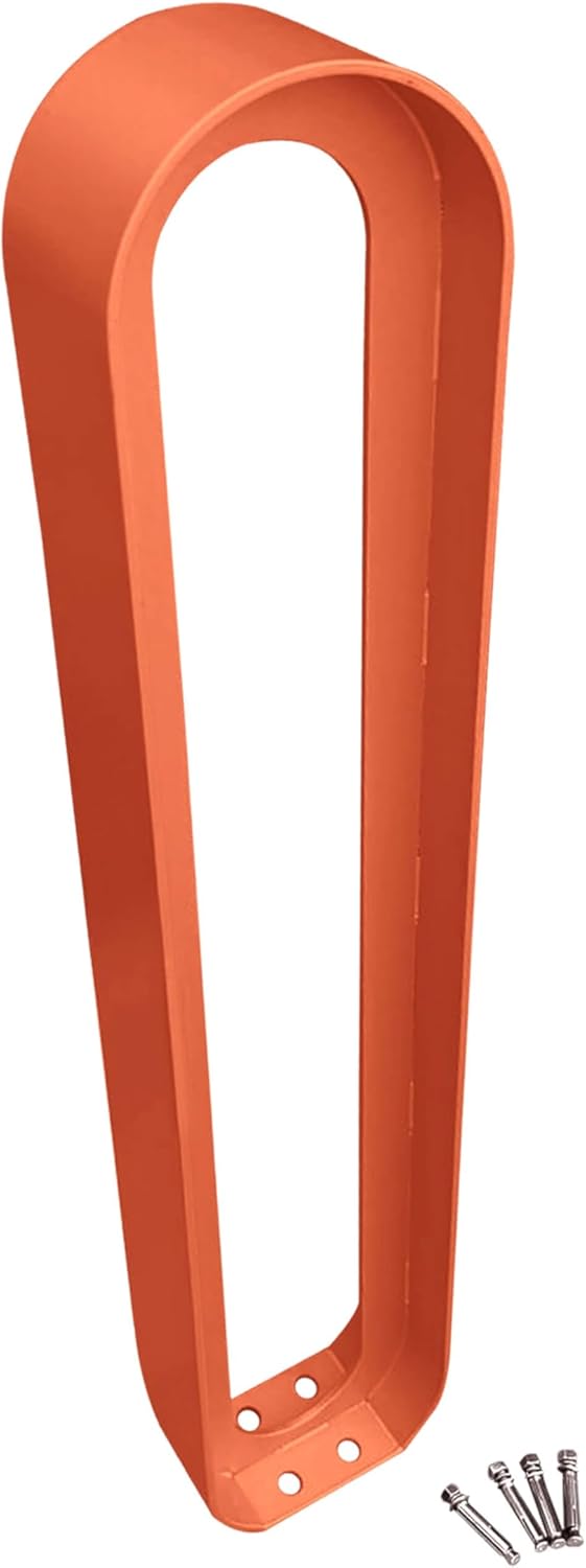 Sandbaggy Modern Commercial Bike Rack | 6.5” x 3” x 35” Oval Design | In-Ground | Anchor Bolts Included (Orange, 1)