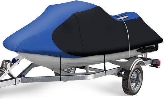 iCOVER Jet Ski Cover - Waterproof Heavy Duty Trailerable Jetski Covers for Seadoo Kawasaki Yamaha Wave Runner, Fits PWC Models Up to 113in Long