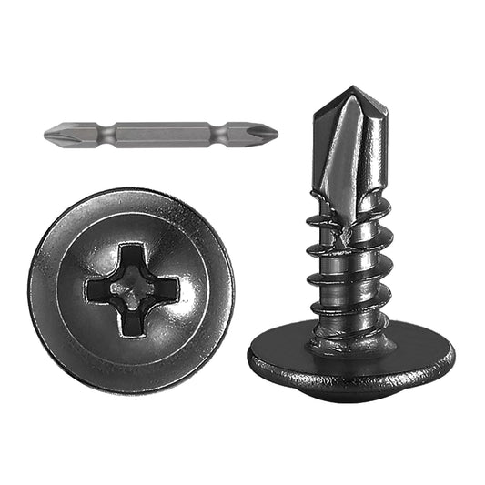 (400Pcs)#8×1/2” for Sheet Metal Self-Tapping Screws 410 Black Stainless Steel Truss Head High-Strength Quick Tapping