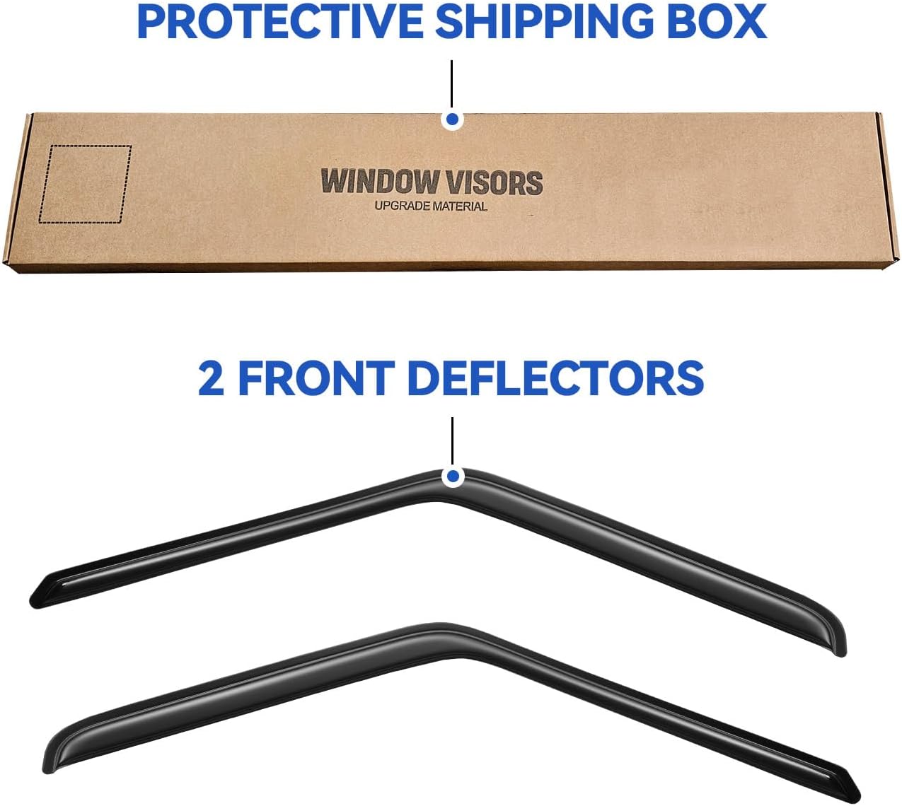 Window Visors Rain Guards for 1980-1996 Ford Bronco, Out-Channel Window Vent Wind Deflectors Visors Shades for 80-96 F150 F250 F350 Standard Cab, for 2 Front Doors