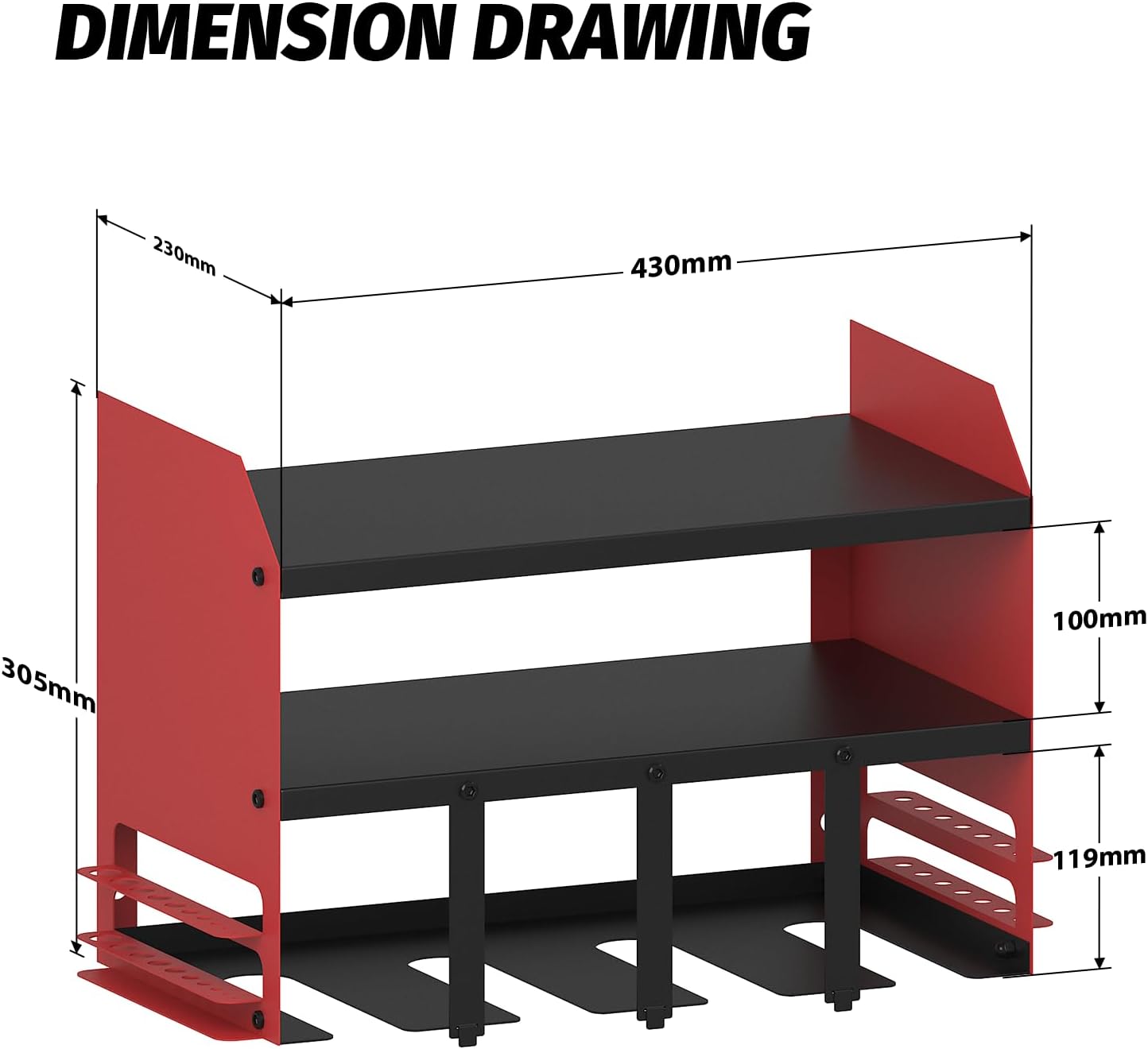 Power Tool Organizer Wall Mount, Utility Racks 3 Layers Storage Rack, Mini Chainsaw, Screwdriver, Drill Bit, Heavy Duty Iron Garage Tool Organizer Storage for Workshop Shed Pegboard Basement
