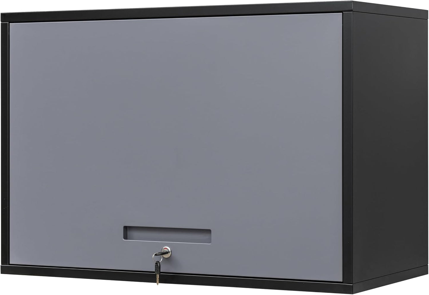 Yizosh Metal Wall Cabinet with Doors and Shelves, Wall Mounted Storage Cabinet for Garage, Basement, Kitchen, Warehouse (Black Gray, 21.6" H)