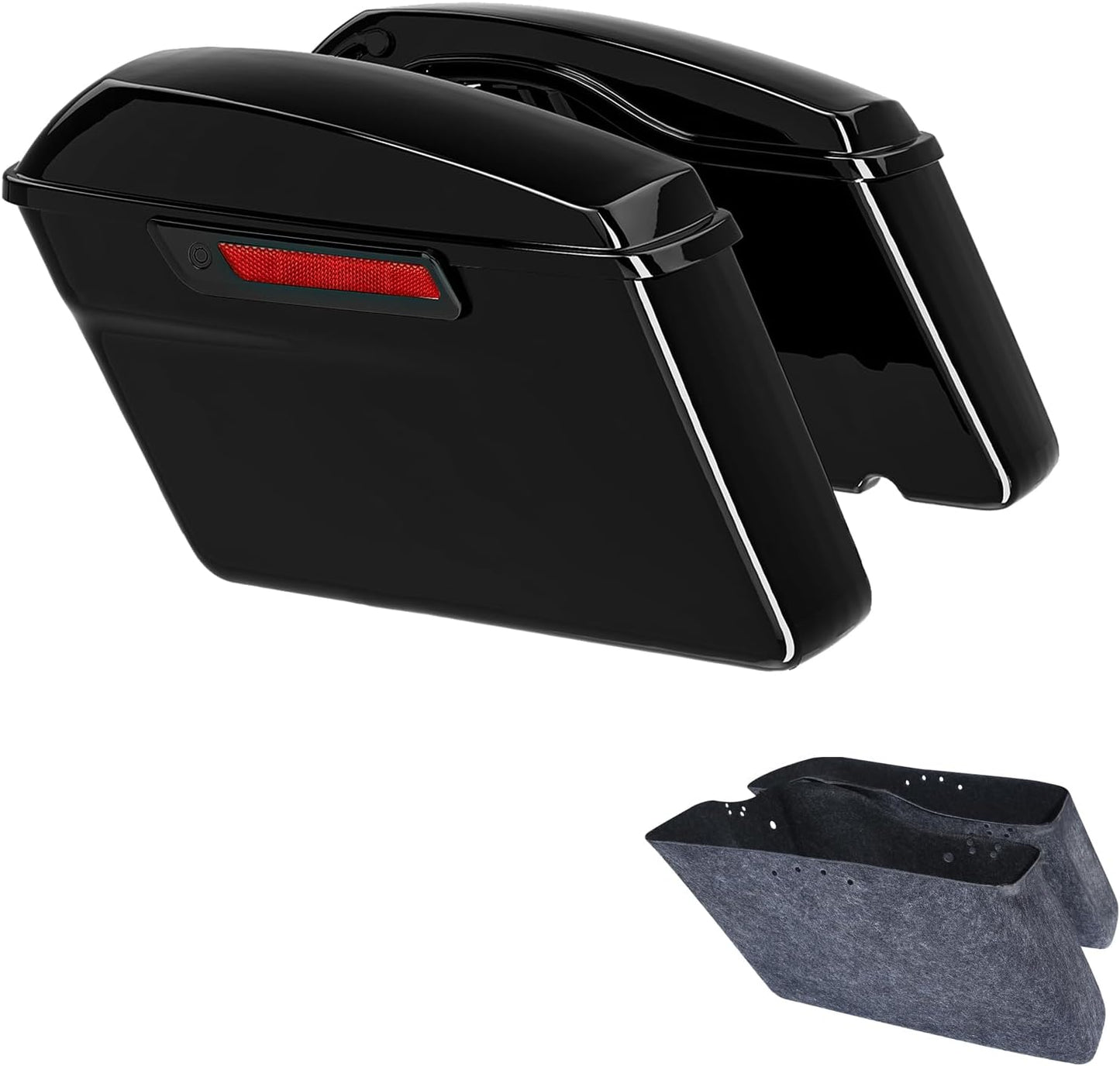 XFMT Motorcycle Hard Saddlebags Vivid Black Saddle Bags Trunk W/Black Latches For Harley Touring Road King Street Glide Road Glide Electra Glide Ultra Classic 2014-2023
