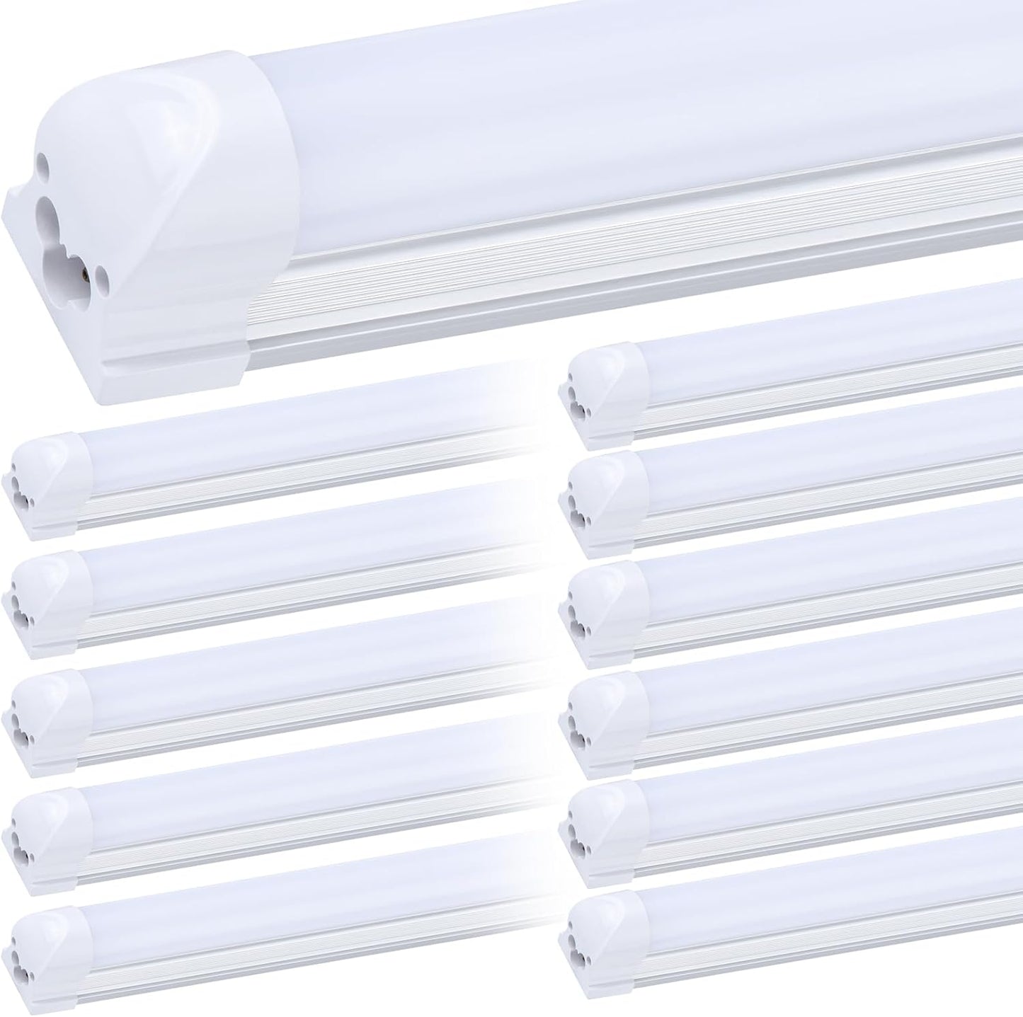 (12-Pack), 8FT LED Shop Light Fixture, Super Bright 100W 6000K Cold White 15000LM, 8 Foot Led Lights, Flat 2 Rows Flat Shape 96" LED Shop Lights,Linkable T8 LED Tube Lights for Garage Warehouse