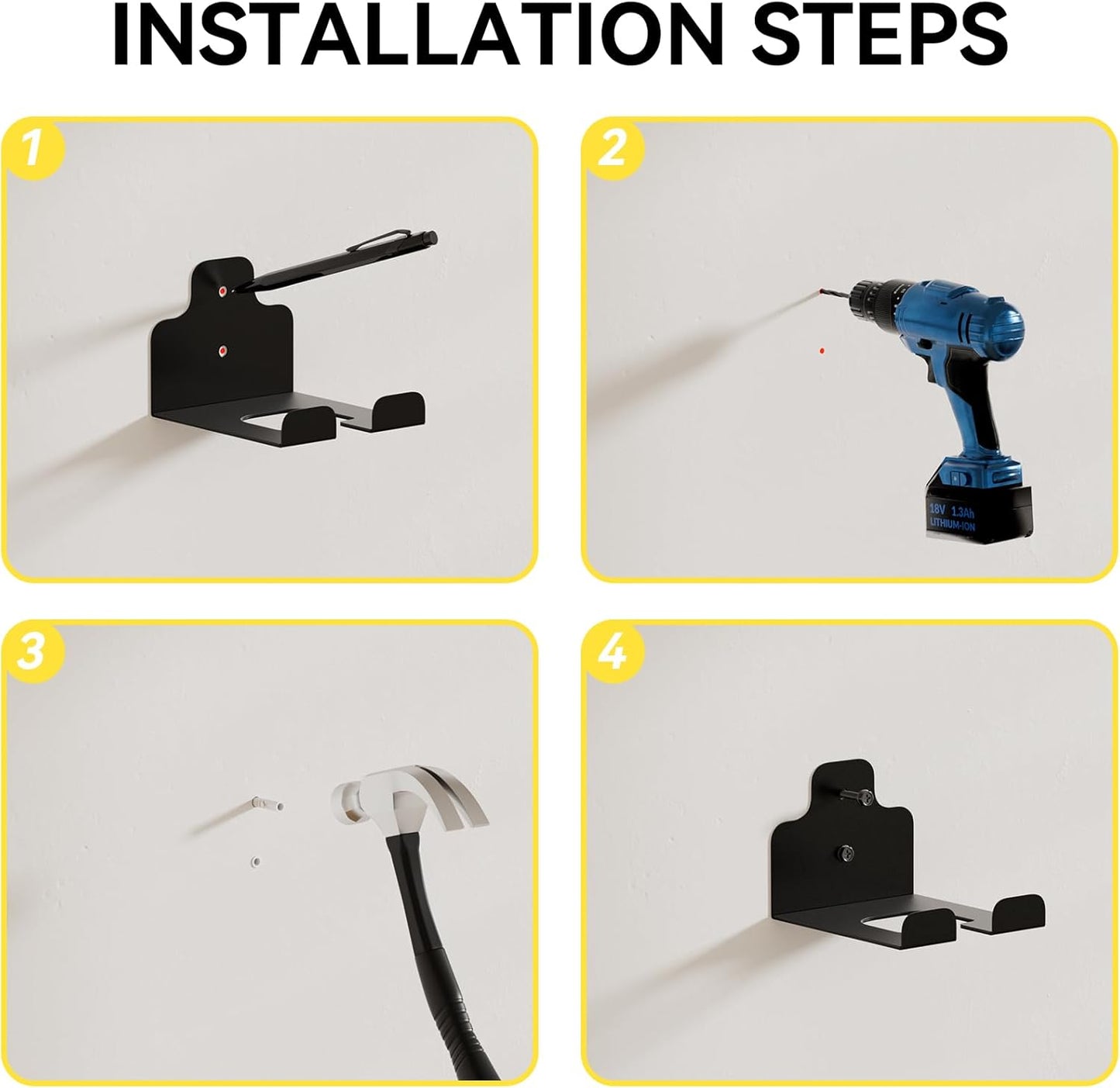 Garage Organizer Trimmer Rack, Garden Power Tool Hanger Weed Whackers Holder Wall Mounted for Grass Trimmer, Hedge Trimmer, Garage Trimmer, Garden Tools,3 Pack