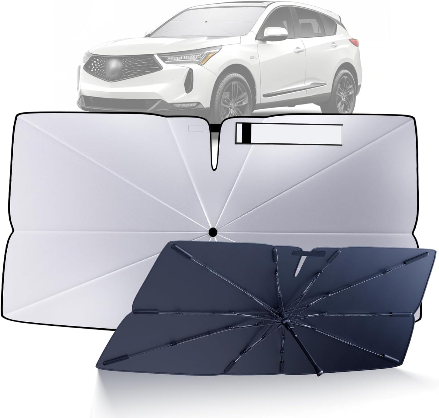 Windshield Sun Shade Umbrella for 2019-2025 Acura RDX Accessories: Custom Fit 210T Silver, Foldable Front Window Sunshade, Blocks UV Rays, Keeps Car Cool for Base, Technology, A-Spec, Advance, Type S