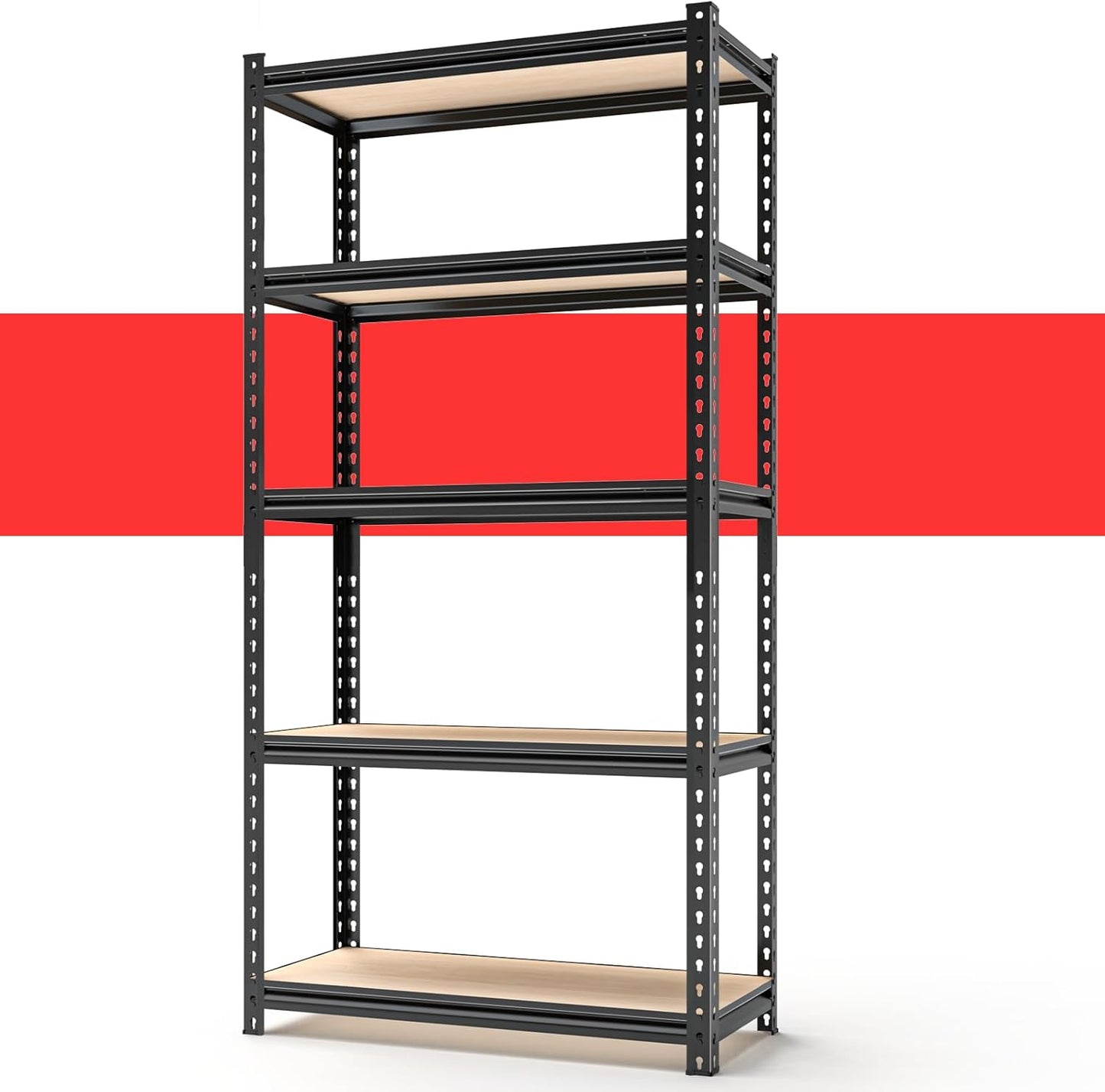 5-Tier Adjustable Metal Storage Shelves Heavy Duty Garage Shelving, 60" H x 28" W x 12" D Shelving Unit Rack for Kitchen, Classroom, Dormitory, Basement & Warehouse