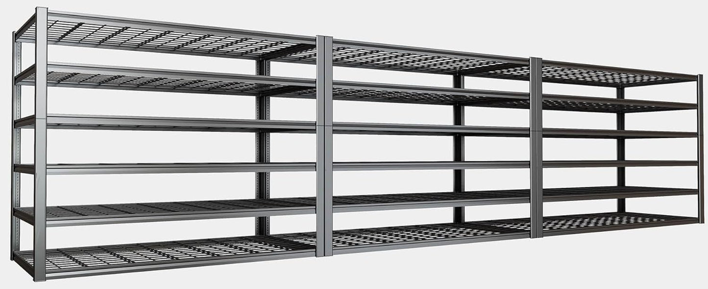 50" W Garage Shelving Heavy Duty, 6 Tier Garage Shelves, 50" W x 84" H x 24" D Adjustable Storage Shelving Unit, Commercial Metal Shelves for Warehouse, Basement, Shop,3 Pack