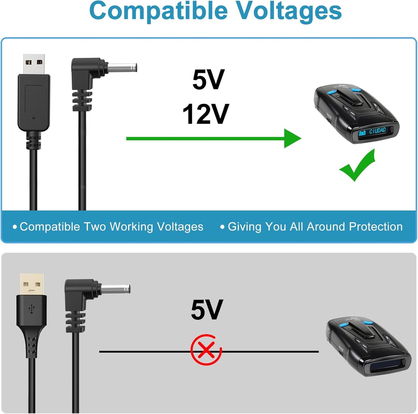 Radar Detector Cable, USB to DC3.5 Plug Cord,Replacement Radar Detectors Power Cable for Cobr RAD 350 380 450 480i Uniden DFR1 DFR3 DFR5 whistler Radenso Pro M Radar Detector (DC3.5-9.84FT)